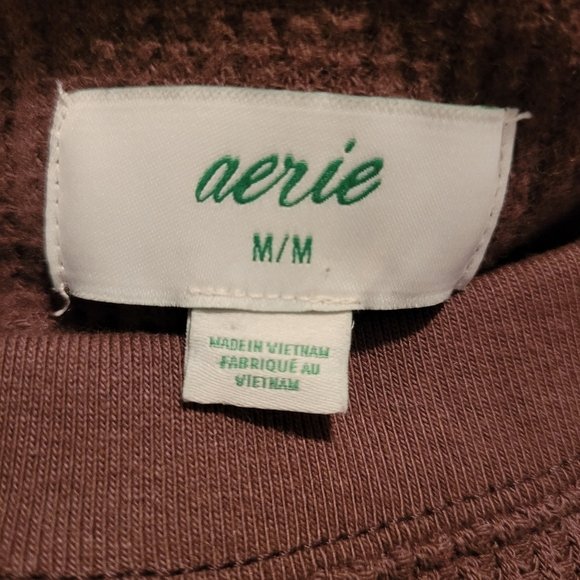 Aerie Women's M Brown waffle knit Hoodie oversized boxy loungewear athleisure - Picture 6 of 14